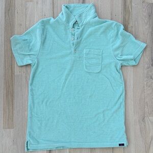 Faherty Mens Terry Polo Shirt, Seafoam Green, M